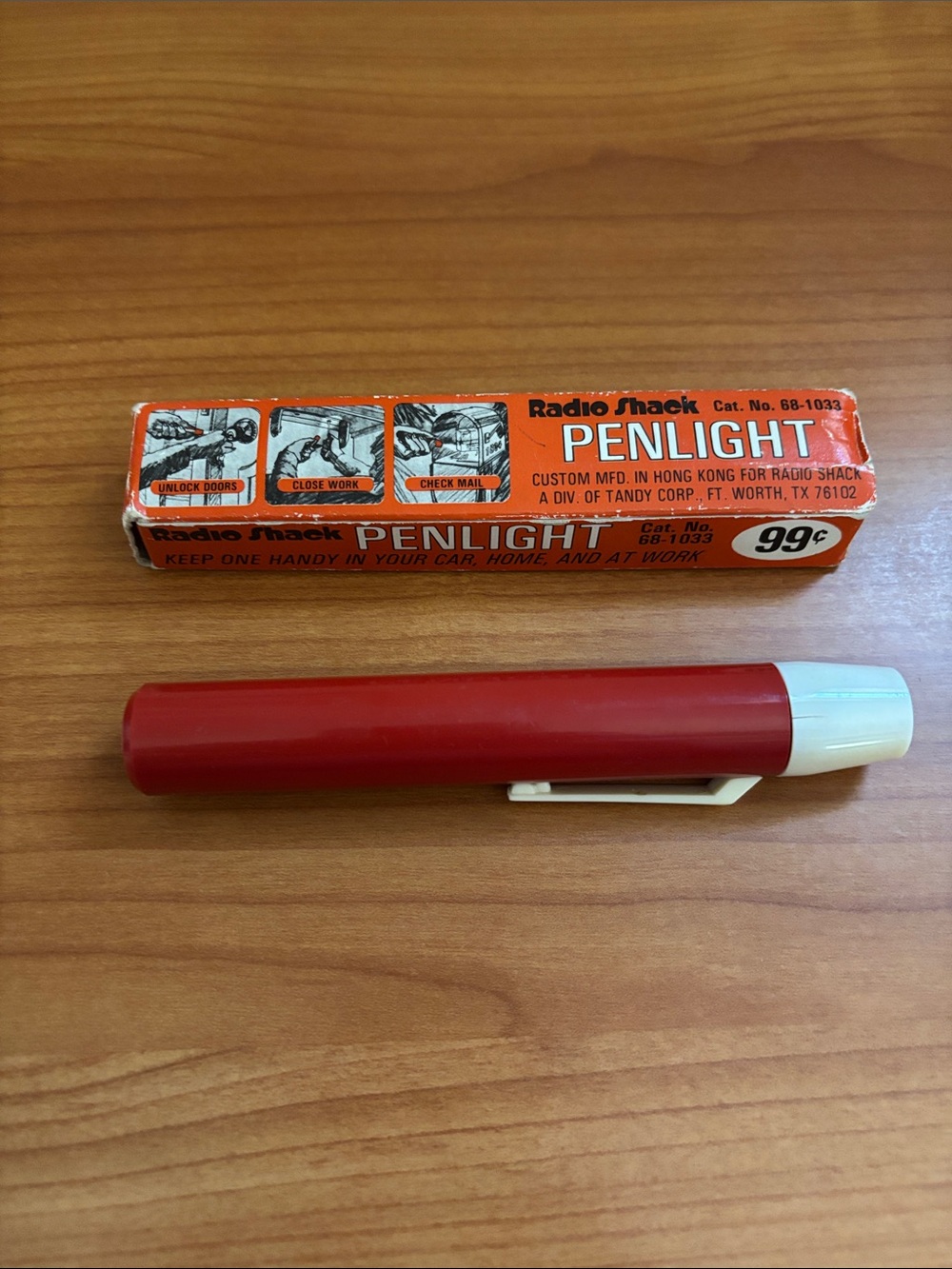 Vintage RadioShack Red Penlight with White Cap - Compact Pocket Light